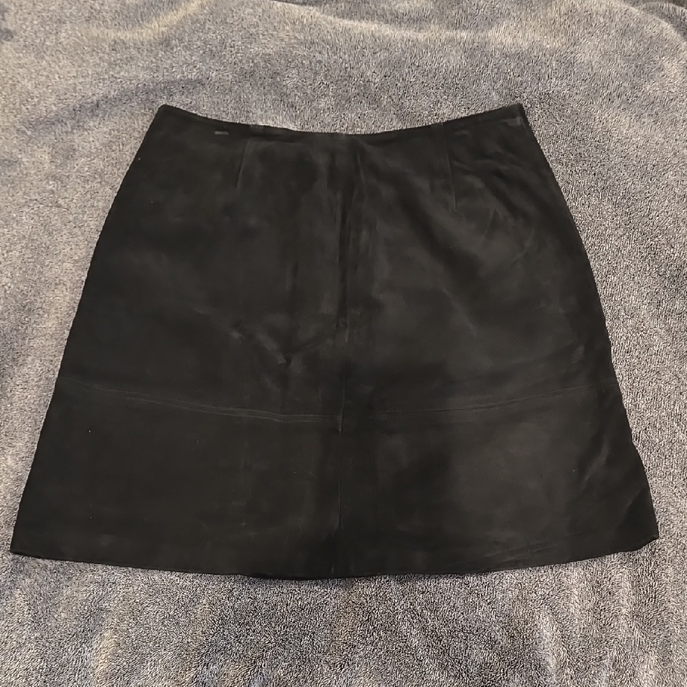 Vintage Cuir Leather Skirt Black
